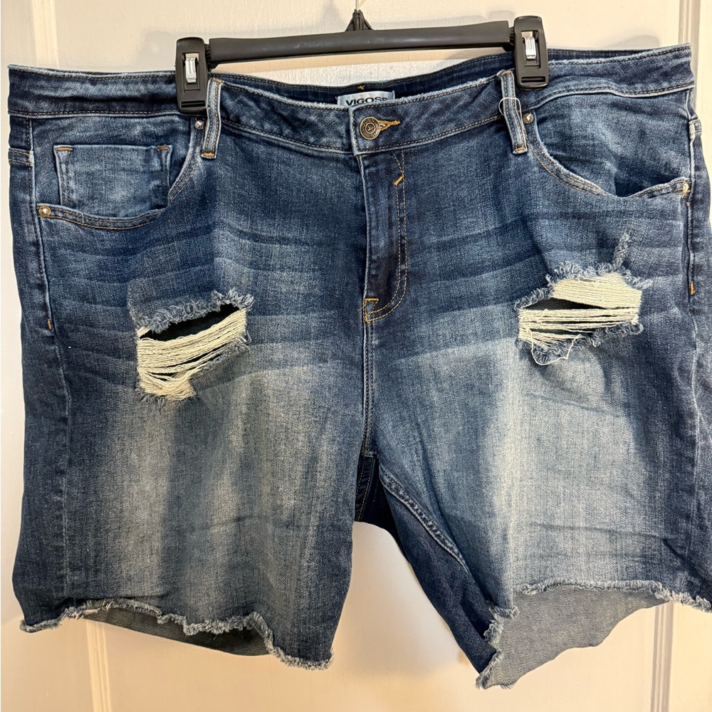 Vigoss Blue Jean Shorts Distressed Frayed Hem